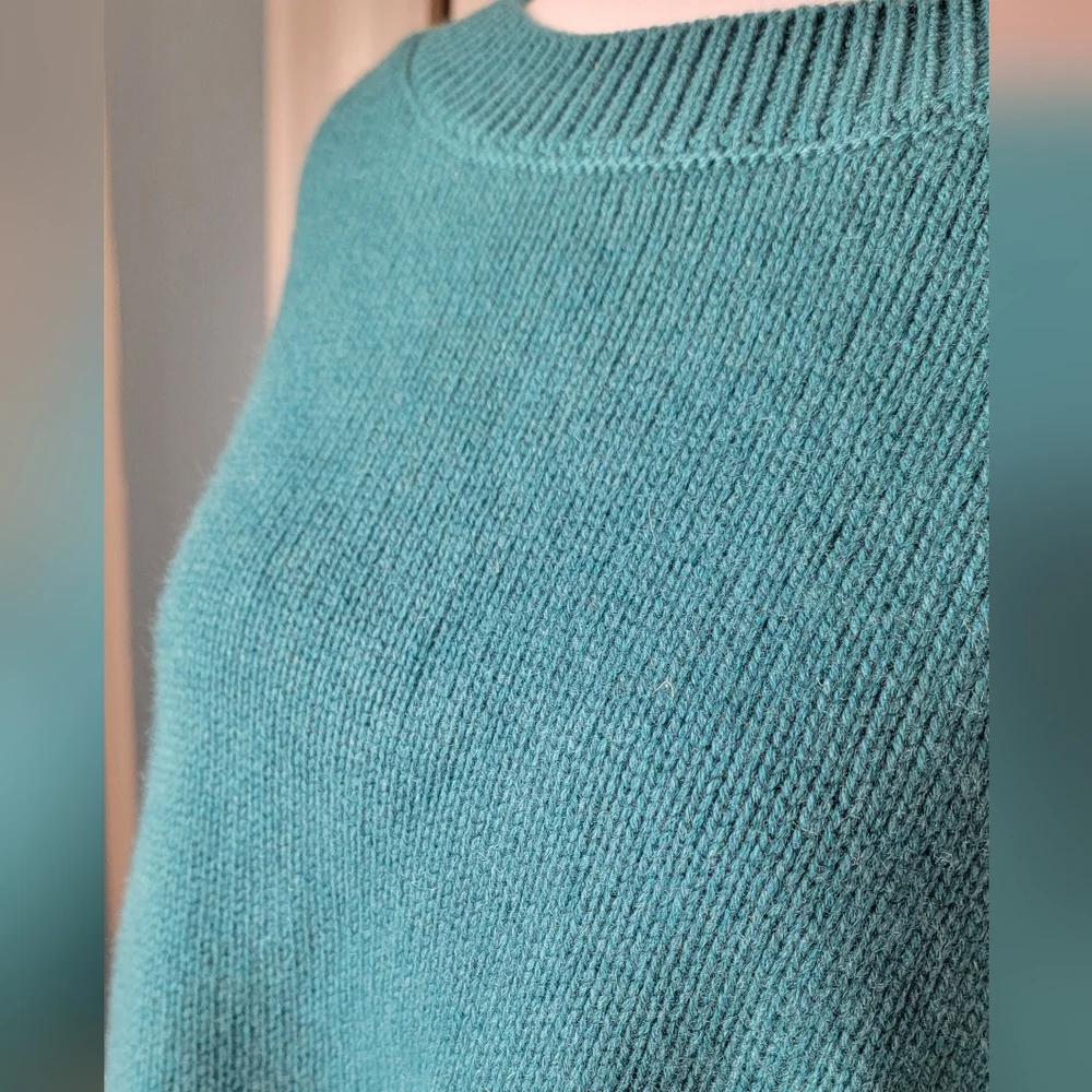 Sablyn Alston Boyfriend Crew Neck Sweater Womens L Teal 100% Cashmere Relaxed Fi - Picture 3 of 12